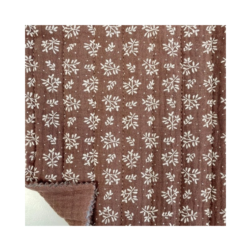 Printed Quilted Double Gauze MEESYA 6J Chestnut / Chestnut